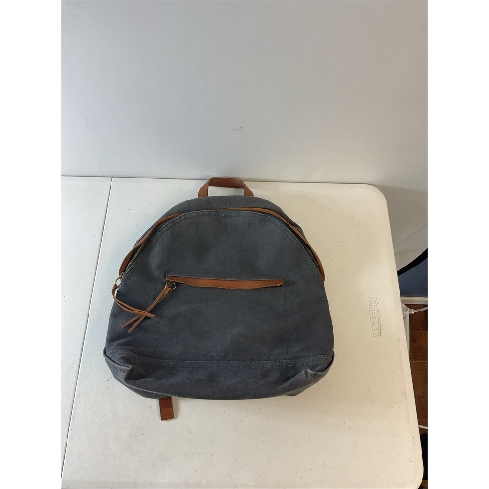Madewell Charleston Heavy Canvas Laptop Backpack Leather Trim Dark Gray Commuter